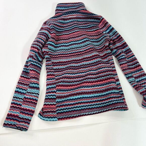 Spyder Pullover Sweater Womens 10 Blue Multi Zig Zag Stripe Quarter Zip Fleece - Picture 12 of 12